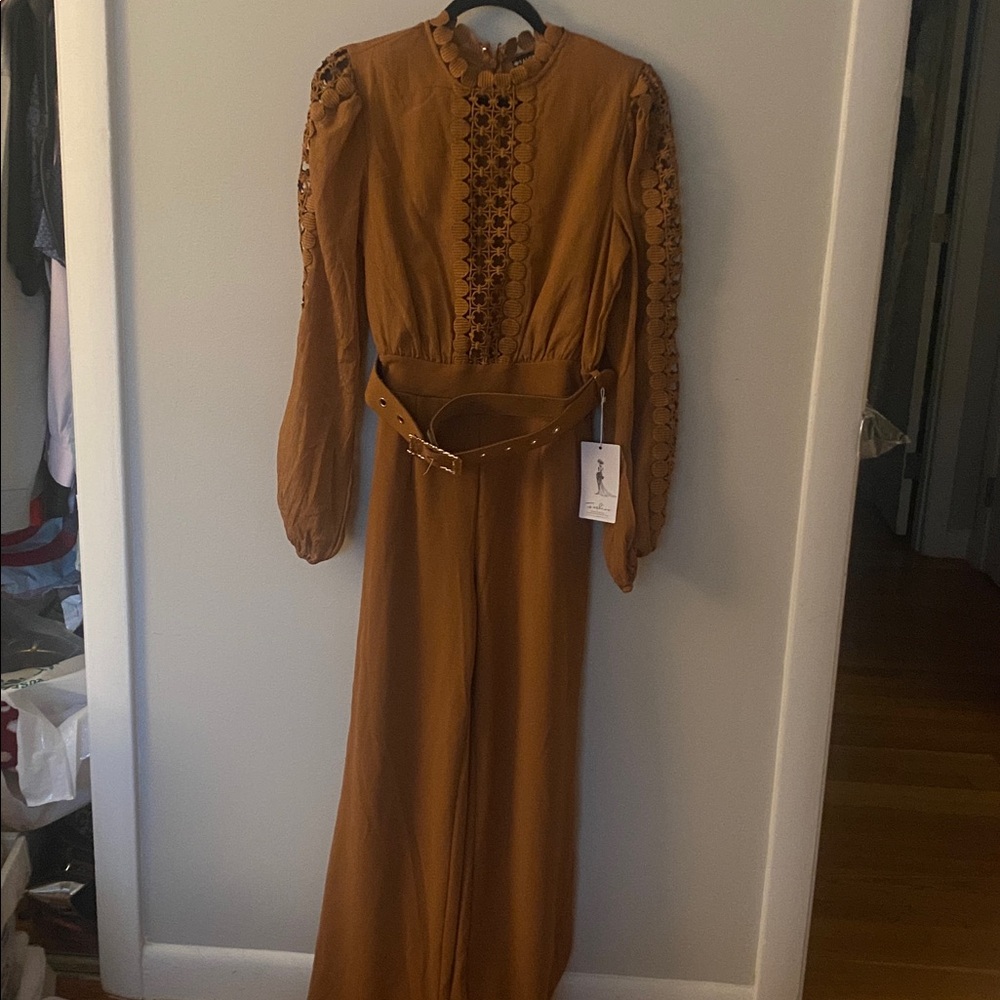 Valentine Brown Wide Leg Jumpsuit